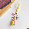 Silicone cartoon keychain pendant unicorn 3D three-dimensional doll key ring